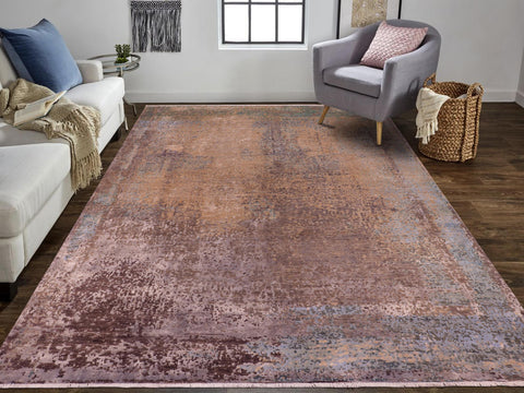 handmade Modern Modern Gray Blue Hand Knotted RECTANGLE WOOL&SILK area rug 9' x 12'