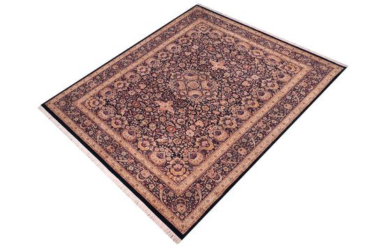 handmade Traditional Lahore Blue Beige Hand Knotted RECTANGLE 100% WOOL area rug 10x14