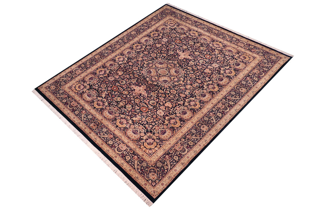 handmade Traditional Lahore Blue Beige Hand Knotted RECTANGLE 100% WOOL area rug 10x14