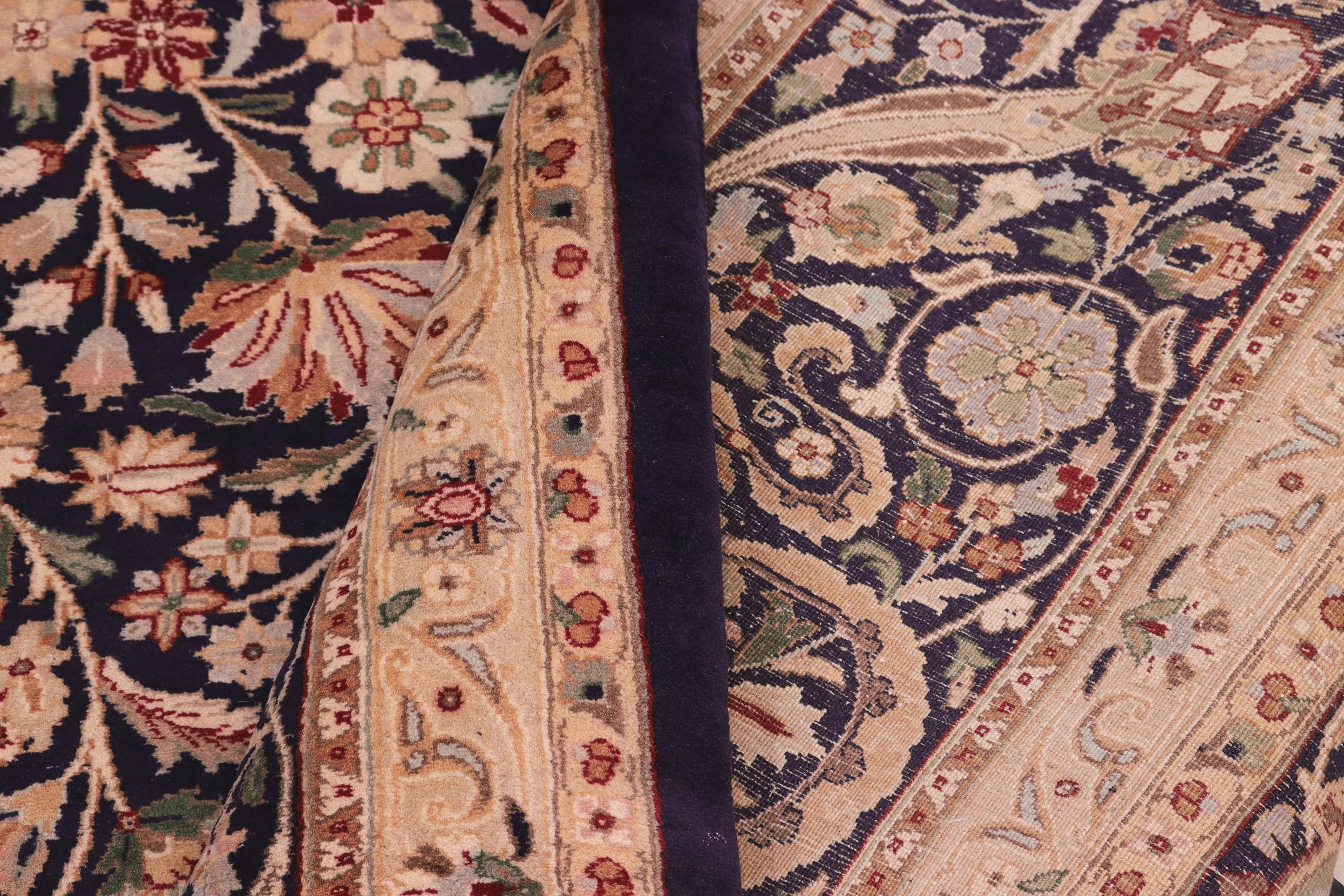 handmade Traditional Lahore Blue Beige Hand Knotted RECTANGLE 100% WOOL area rug 10x14