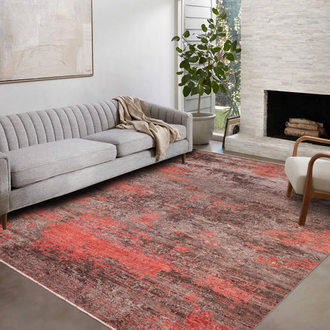 handmade Modern Modern Gray Rust Hand Knotted RECTANGLE WOOL&SILK area rug 9' x 12'