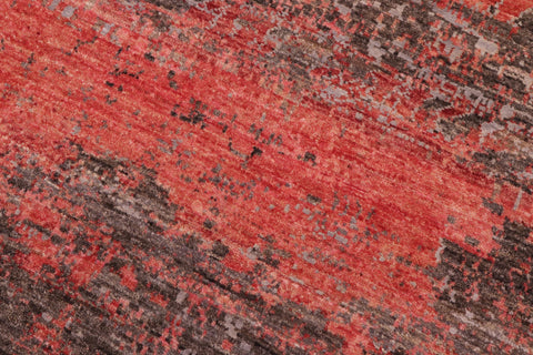 handmade Modern Modern Gray Rust Hand Knotted RECTANGLE WOOL&SILK area rug 9' x 12'