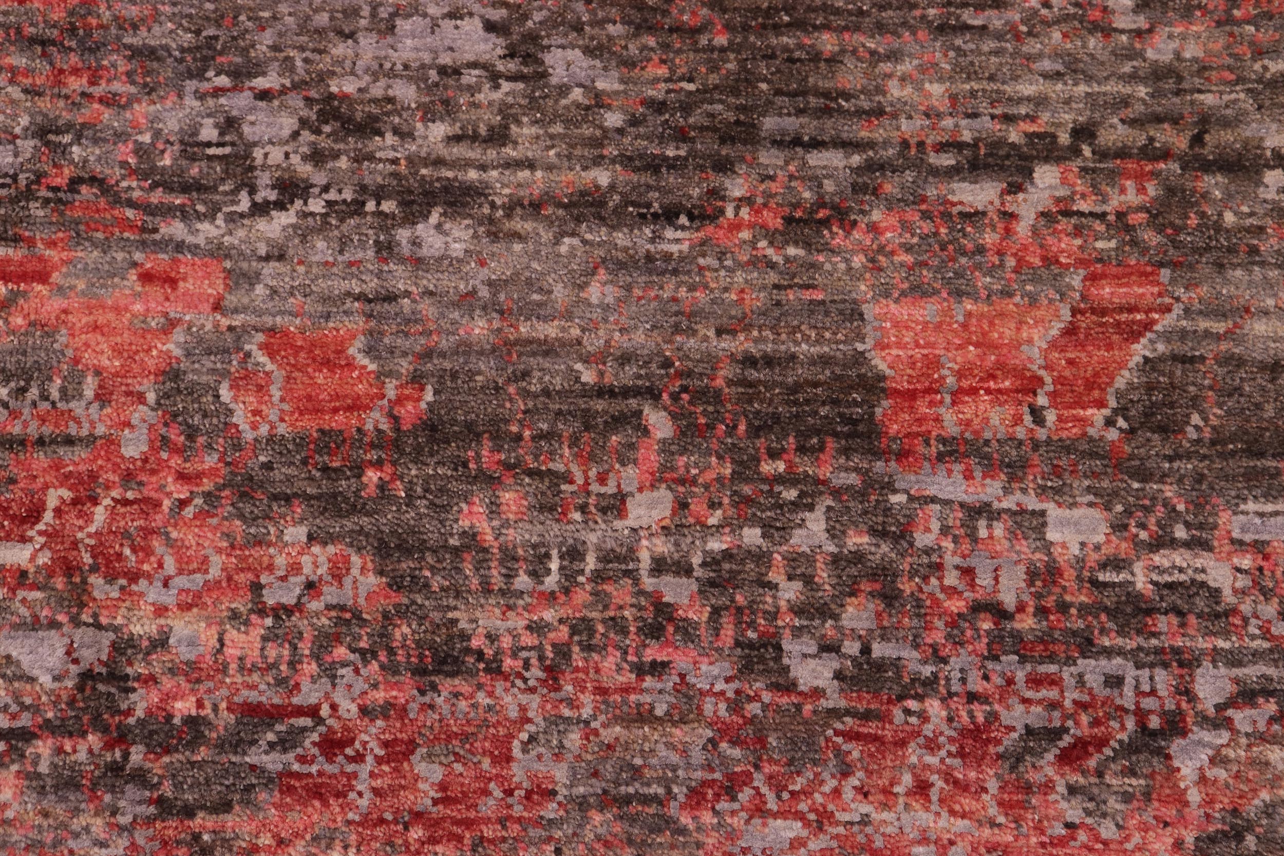 handmade Modern Modern Gray Rust Hand Knotted RECTANGLE WOOL&SILK area rug 9' x 12'