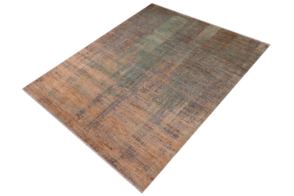 handmade Modern Modern Blue Beige Hand Knotted RECTANGLE WOOL&SILK area rug 9' x 12'