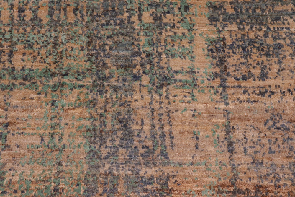 handmade Modern Modern Blue Beige Hand Knotted RECTANGLE WOOL&SILK area rug 9' x 12'