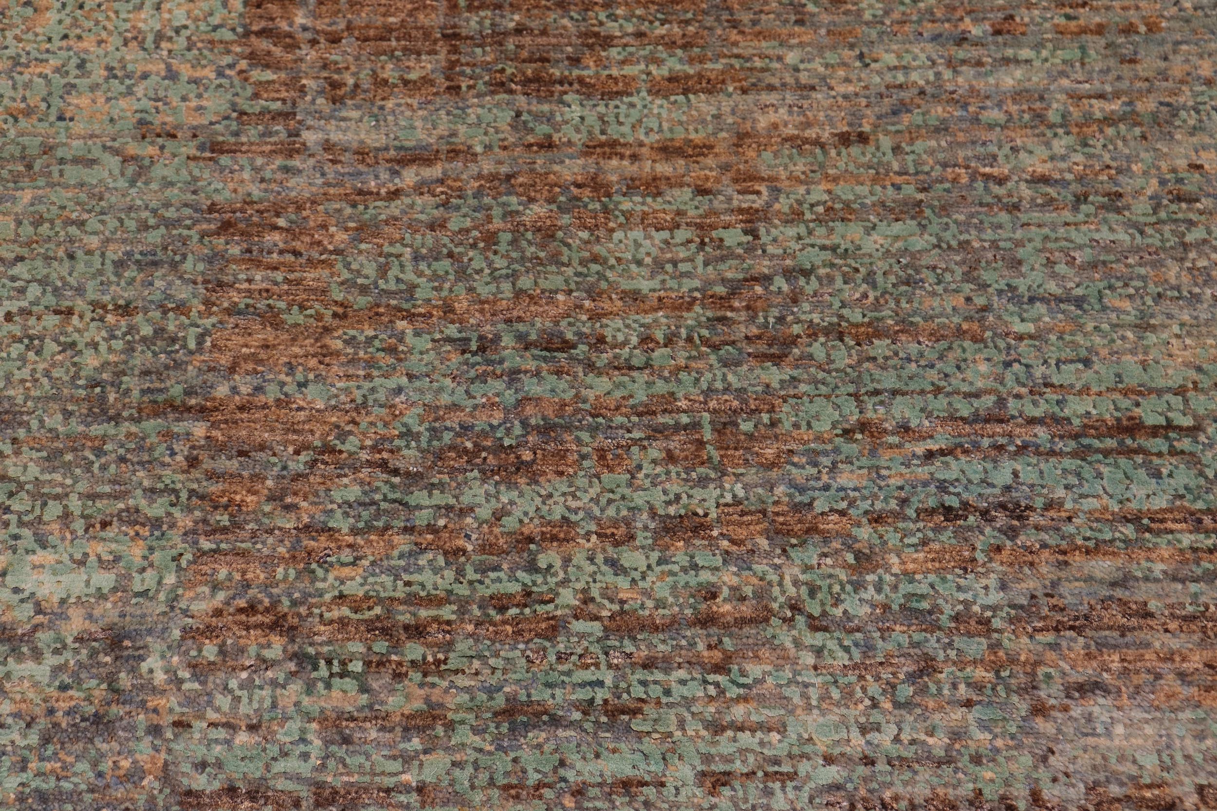 handmade Modern Modern Blue Beige Hand Knotted RECTANGLE WOOL&SILK area rug 9' x 12'