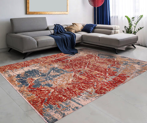 handmade Modern Modern Red Blue Hand Knotted RECTANGLE WOOL&SILK area rug 9' x 12'