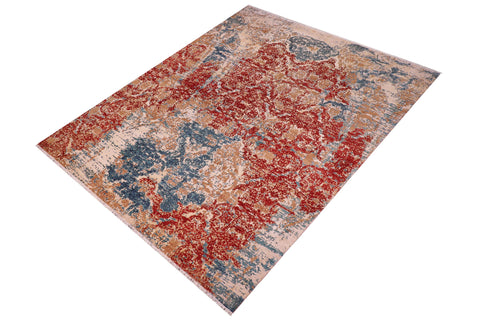 handmade Modern Modern Red Blue Hand Knotted RECTANGLE WOOL&SILK area rug 9' x 12'
