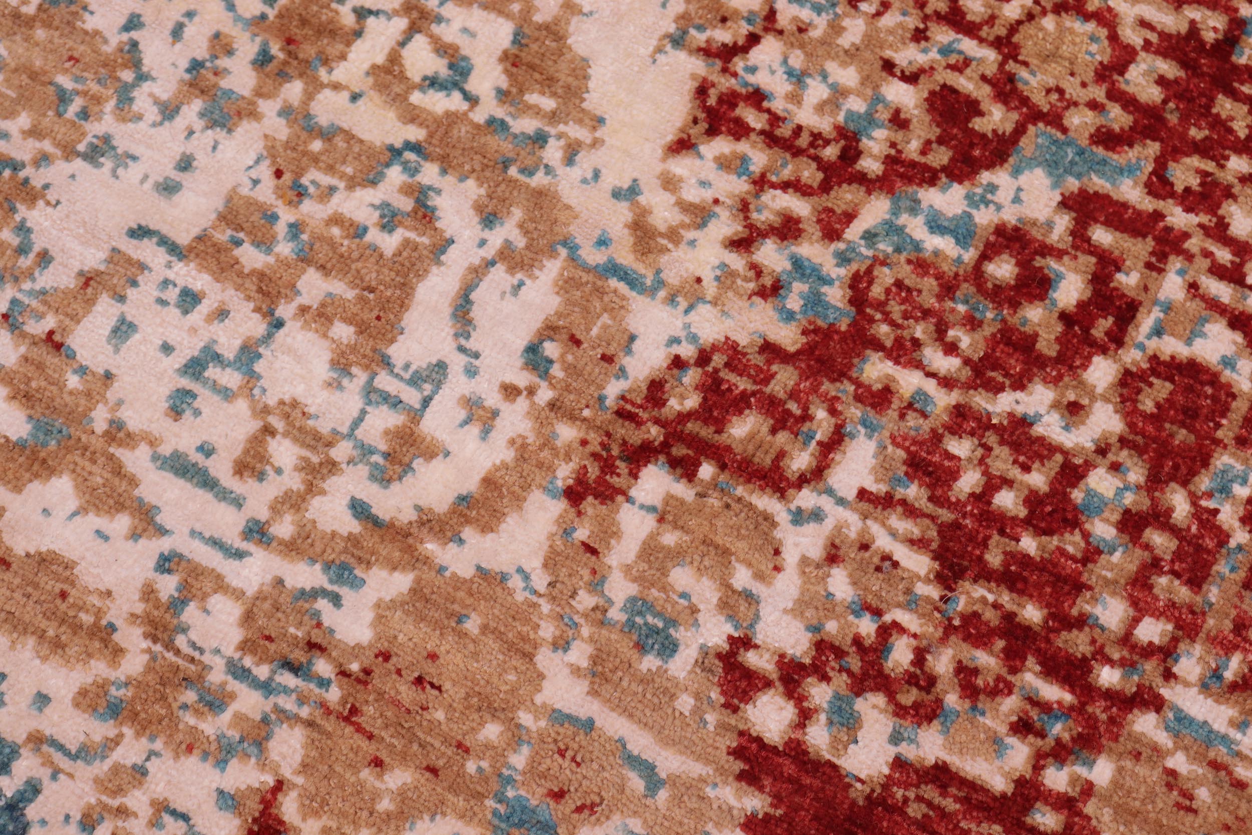 handmade Modern Modern Red Blue Hand Knotted RECTANGLE WOOL&SILK area rug 9' x 12'