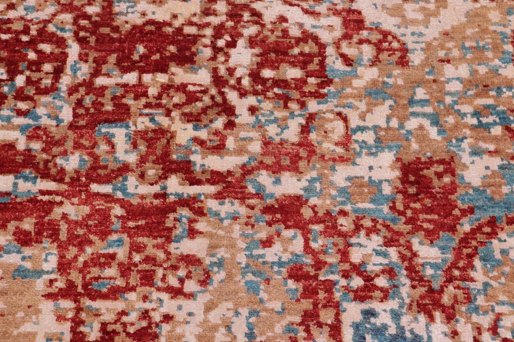 handmade Modern Modern Red Blue Hand Knotted RECTANGLE WOOL&SILK area rug 9 x 12