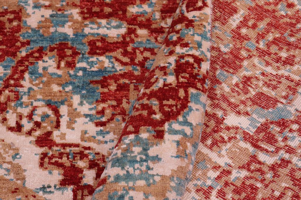 handmade Modern Modern Red Blue Hand Knotted RECTANGLE WOOL&SILK area rug 9 x 12
