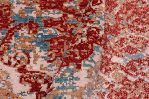 handmade Modern Modern Red Blue Hand Knotted RECTANGLE WOOL&SILK area rug 9' x 12'