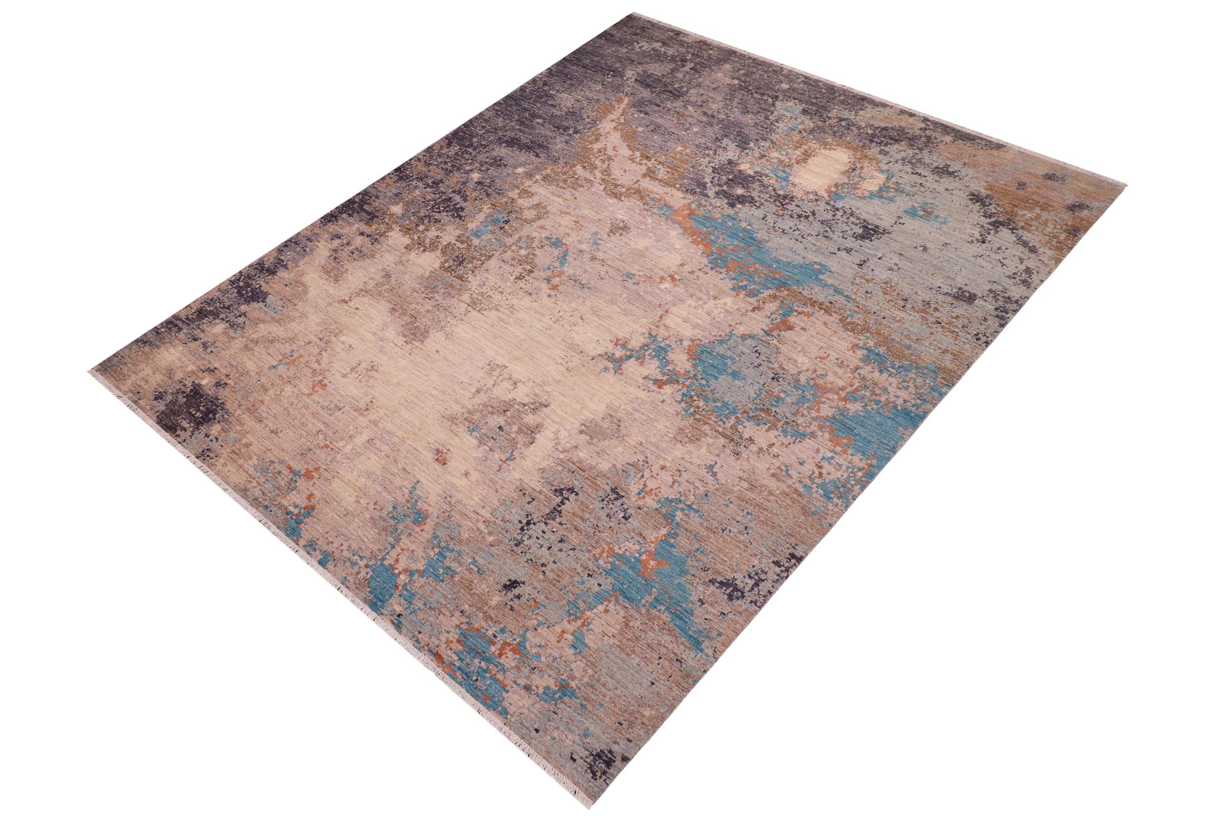 handmade Modern Modern Gray Blue Hand Knotted RECTANGLE WOOL&SILK area rug 9' x 12'