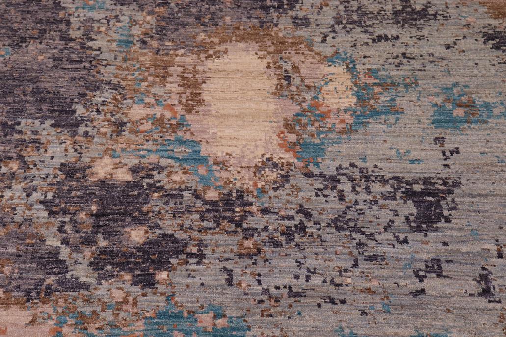 handmade Modern Modern Gray Blue Hand Knotted RECTANGLE WOOL&SILK area rug 9 x 12