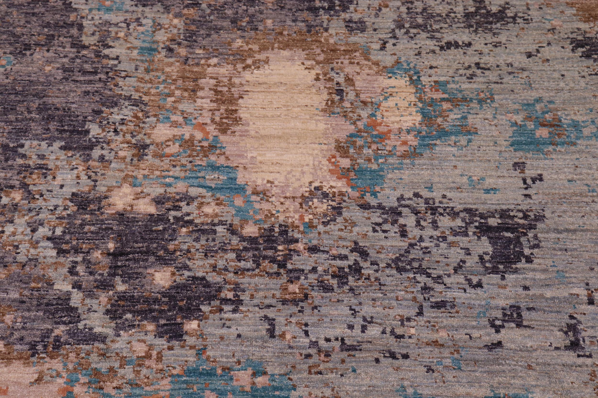 handmade Modern Modern Gray Blue Hand Knotted RECTANGLE WOOL&SILK area rug 9' x 12'