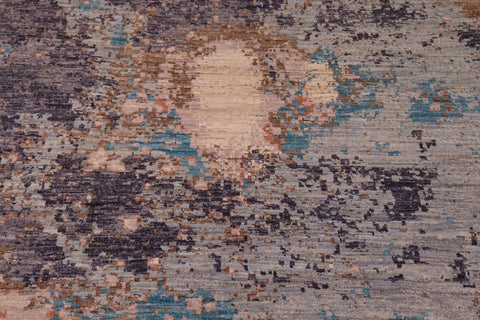 handmade Modern Modern Gray Blue Hand Knotted RECTANGLE WOOL&SILK area rug 9' x 12'
