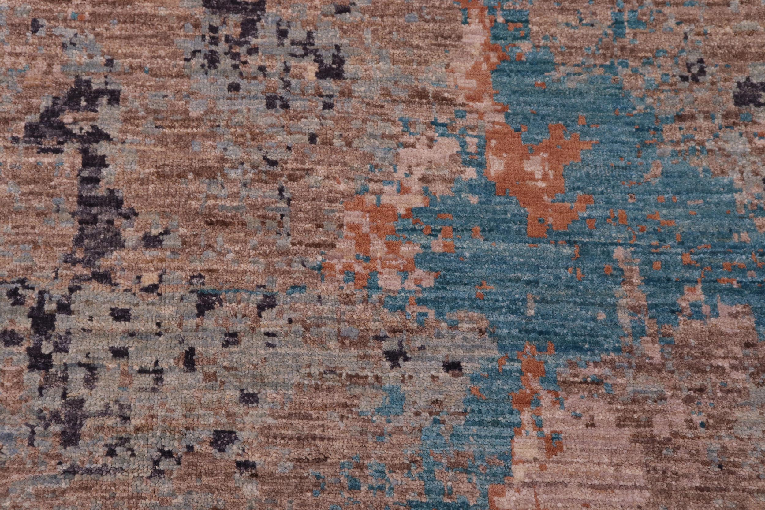 handmade Modern Modern Gray Blue Hand Knotted RECTANGLE WOOL&SILK area rug 9' x 12'