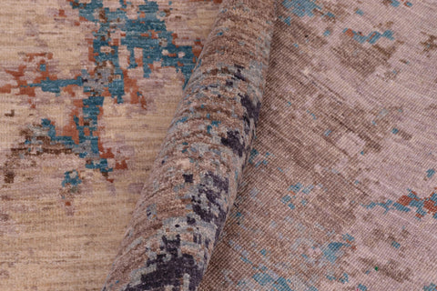 handmade Modern Modern Gray Blue Hand Knotted RECTANGLE WOOL&SILK area rug 9' x 12'