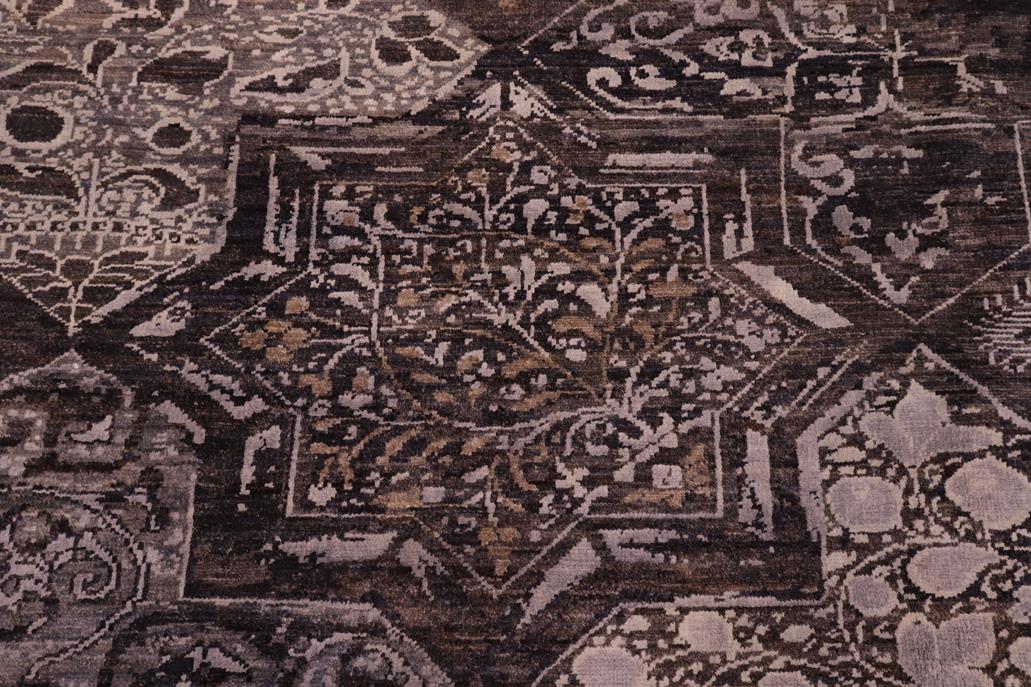 handmade Modern Modern Gray Brown Hand Knotted RECTANGLE WOOL&SILK area rug 8 x 10