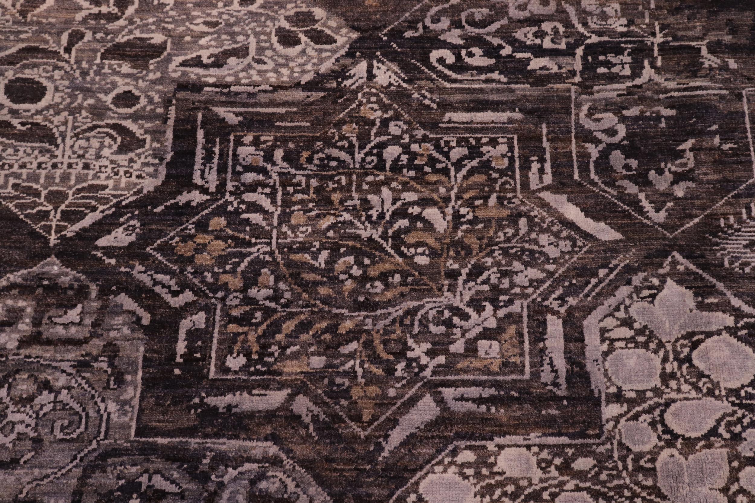 handmade Modern Modern Gray Brown Hand Knotted RECTANGLE WOOL&SILK area rug 8' x 10'