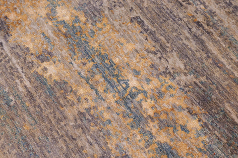 handmade Modern Modern Blue Rust Hand Knotted RECTANGLE WOOL&SILK area rug 10' x 14'