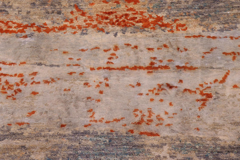 handmade Modern Modern Blue Rust Hand Knotted RECTANGLE WOOL&SILK area rug 10' x 14'