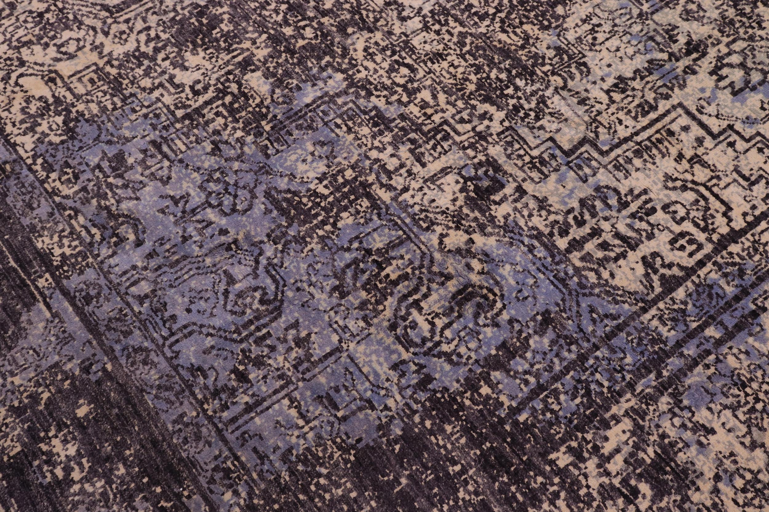 handmade Modern Modern Beige Charcoal Hand Knotted RECTANGLE WOOL&SILK area rug 9' x 12'