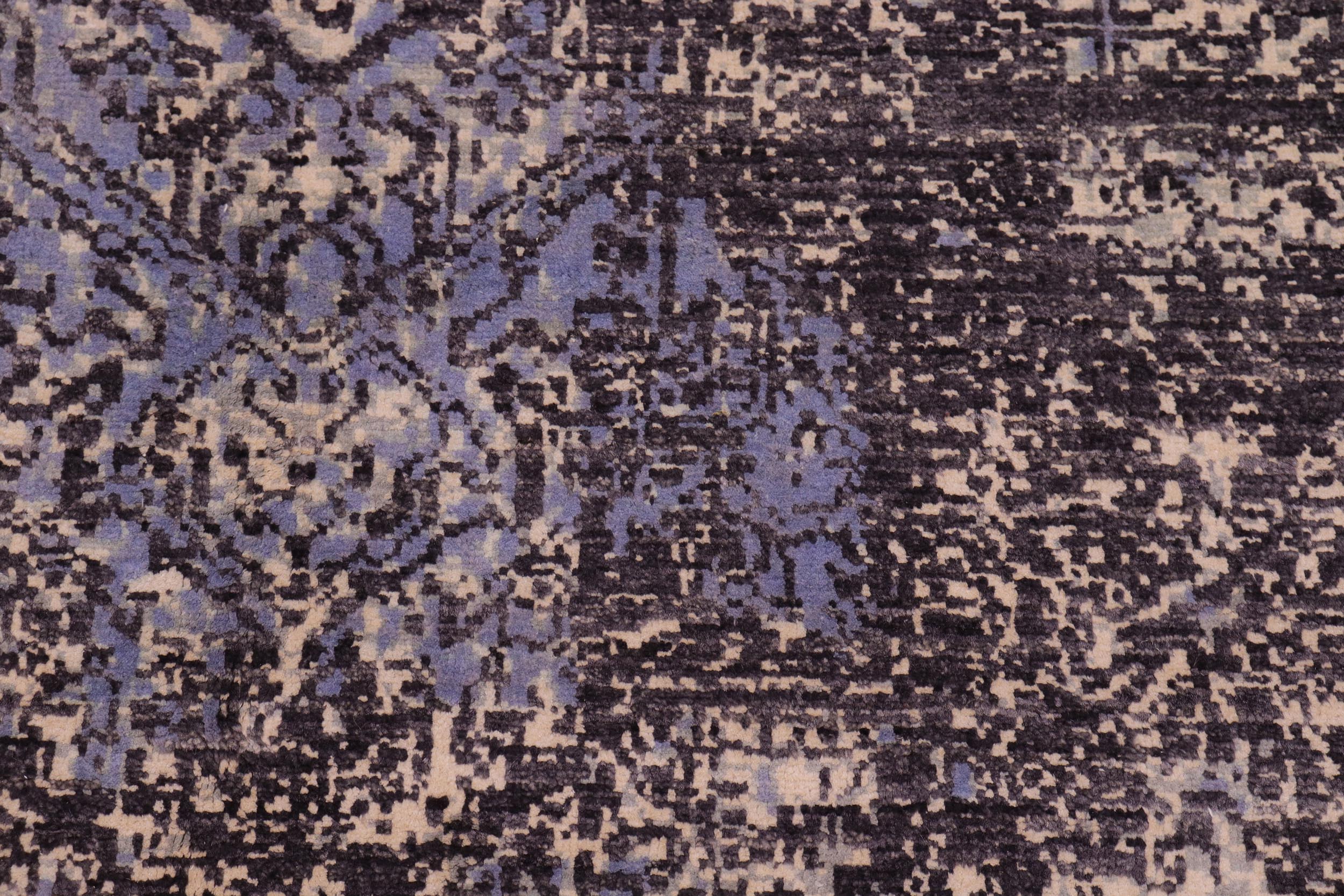 handmade Modern Modern Beige Charcoal Hand Knotted RECTANGLE WOOL&SILK area rug 9' x 12'