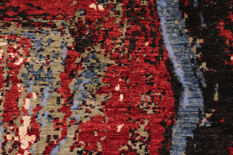 handmade Modern Modern Red Blue Hand Knotted RECTANGLE WOOL&SILK area rug 9' x 12'