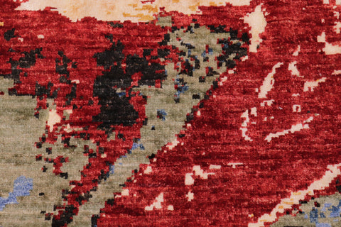 handmade Modern Modern Red Blue Hand Knotted RECTANGLE WOOL&SILK area rug 9' x 12'