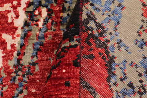 handmade Modern Modern Red Blue Hand Knotted RECTANGLE WOOL&SILK area rug 9' x 12'