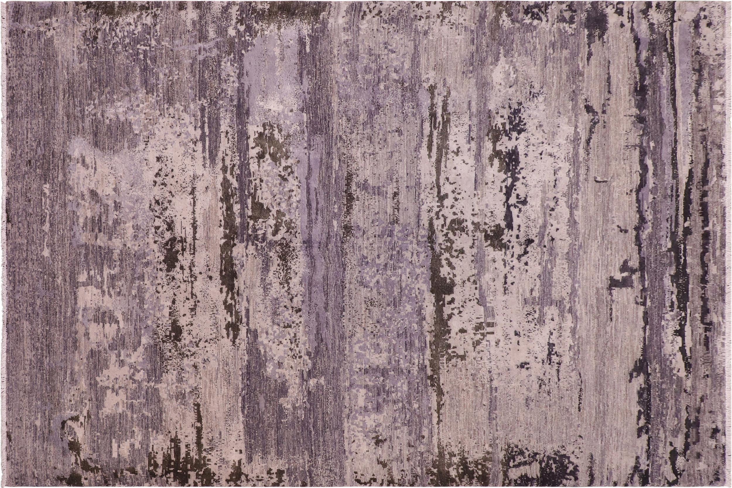 handmade Modern Modern Gray Charcoal Hand Knotted RECTANGLE WOOL&SILK area rug 8' x 10'