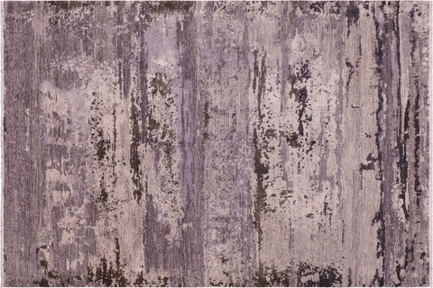handmade Modern Modern Gray Charcoal Hand Knotted RECTANGLE WOOL&SILK area rug 8' x 10'
