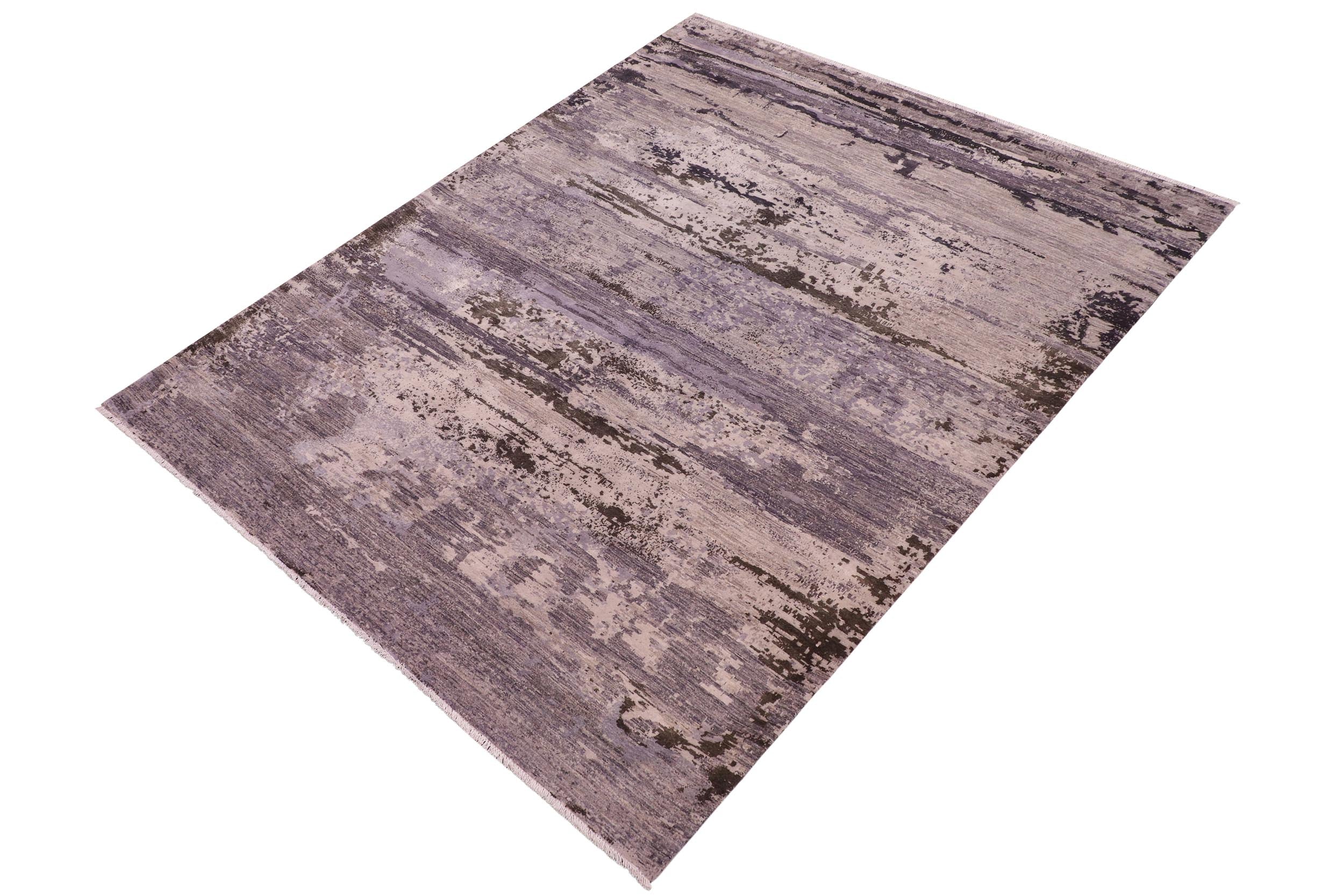 handmade Modern Modern Gray Charcoal Hand Knotted RECTANGLE WOOL&SILK area rug 8' x 10'