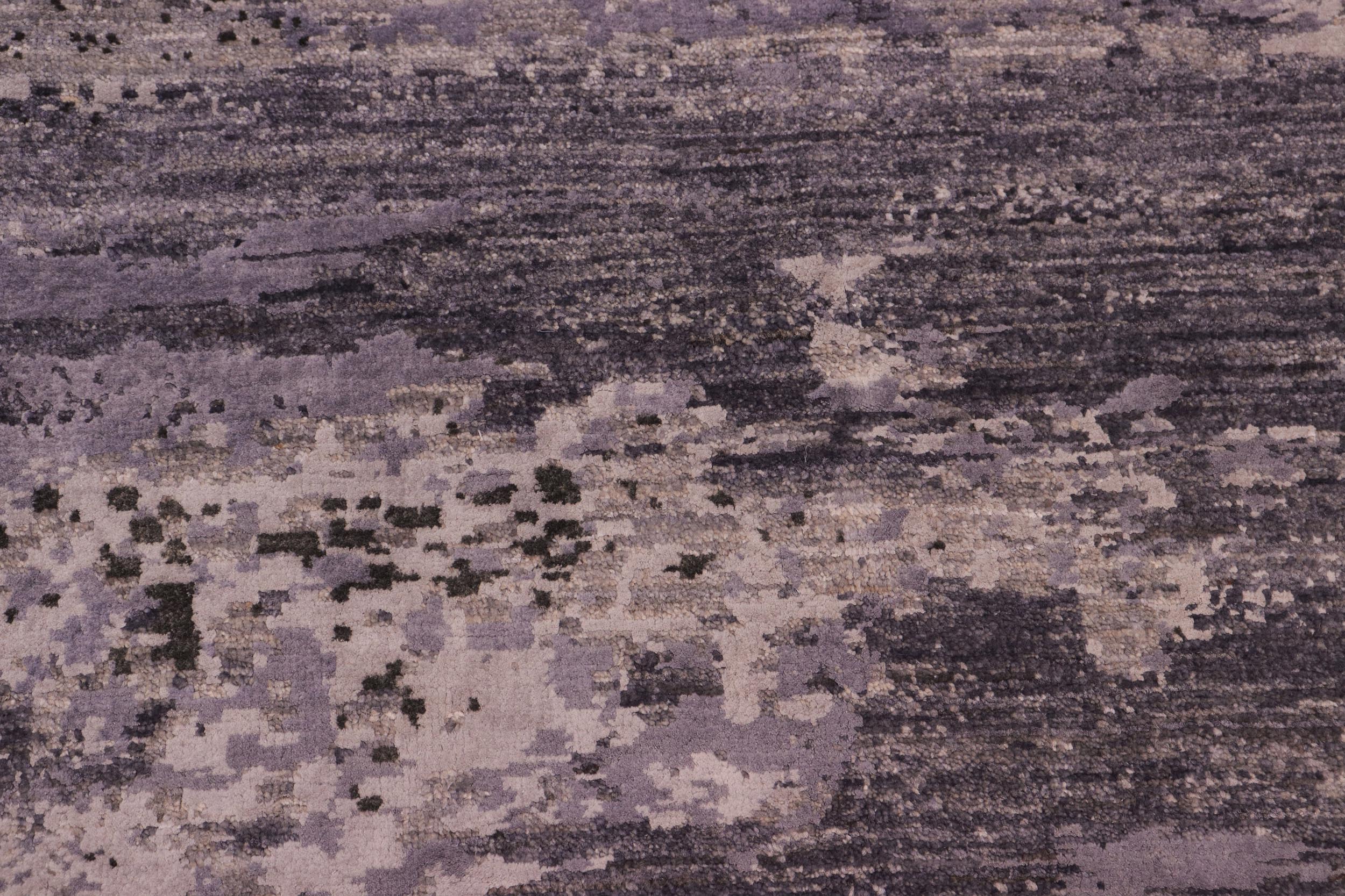 handmade Modern Modern Gray Charcoal Hand Knotted RECTANGLE WOOL&SILK area rug 8' x 10'