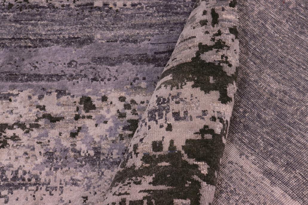 handmade Modern Modern Gray Charcoal Hand Knotted RECTANGLE WOOL&SILK area rug 8 x 10