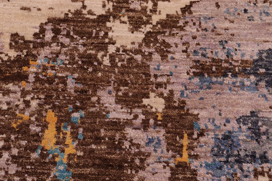 handmade Modern Modern Blue Tan Hand Knotted RECTANGLE WOOL&SILK area rug 8 x 10