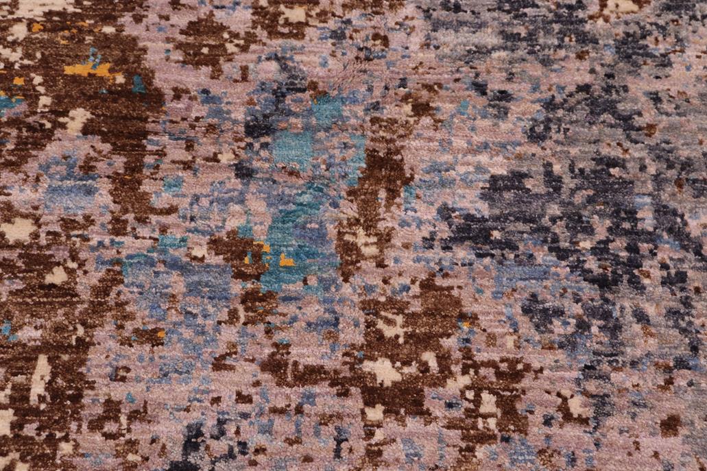 handmade Modern Modern Blue Tan Hand Knotted RECTANGLE WOOL&SILK area rug 8 x 10