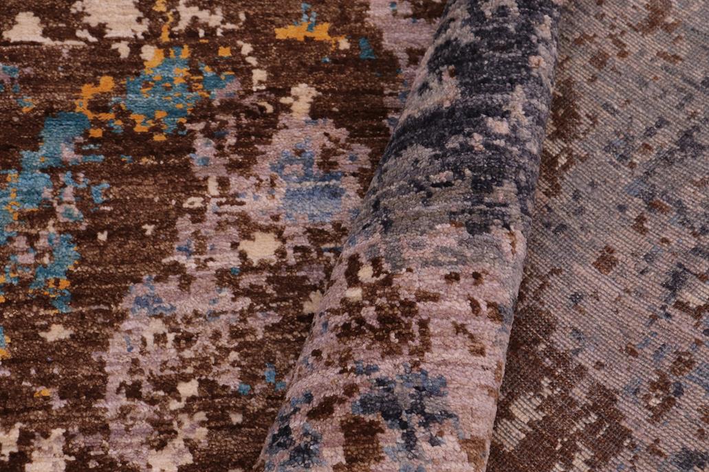 handmade Modern Modern Blue Tan Hand Knotted RECTANGLE WOOL&SILK area rug 8 x 10