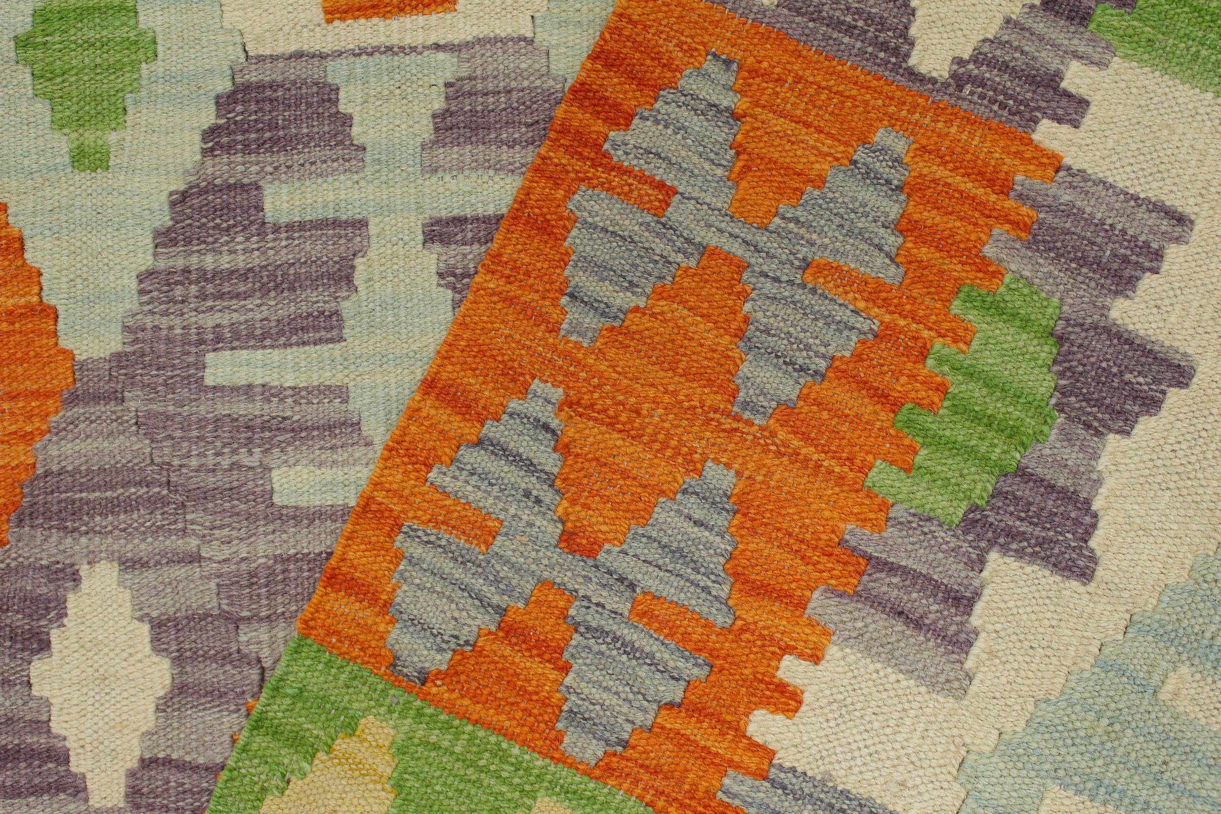 handmade Geometric Kilim Orange Purple Hand-Woven RECTANGLE 100% WOOL area rug 4 x 6
