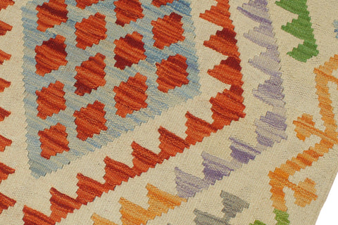 handmade Geometric Kilim Rust Beige Hand-Woven RUNNER 100% WOOL area rug 2' x 7'