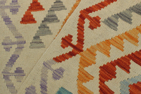 handmade Geometric Kilim Rust Beige Hand-Woven RUNNER 100% WOOL area rug 2' x 7'