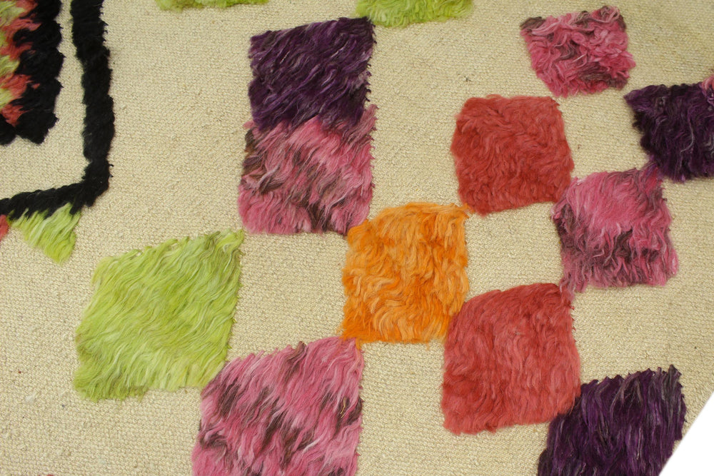handmade Geometric Moroccan Hi Beige Orange Hand Knotted RECTANGLE 100% WOOL area rug 5' x 8'