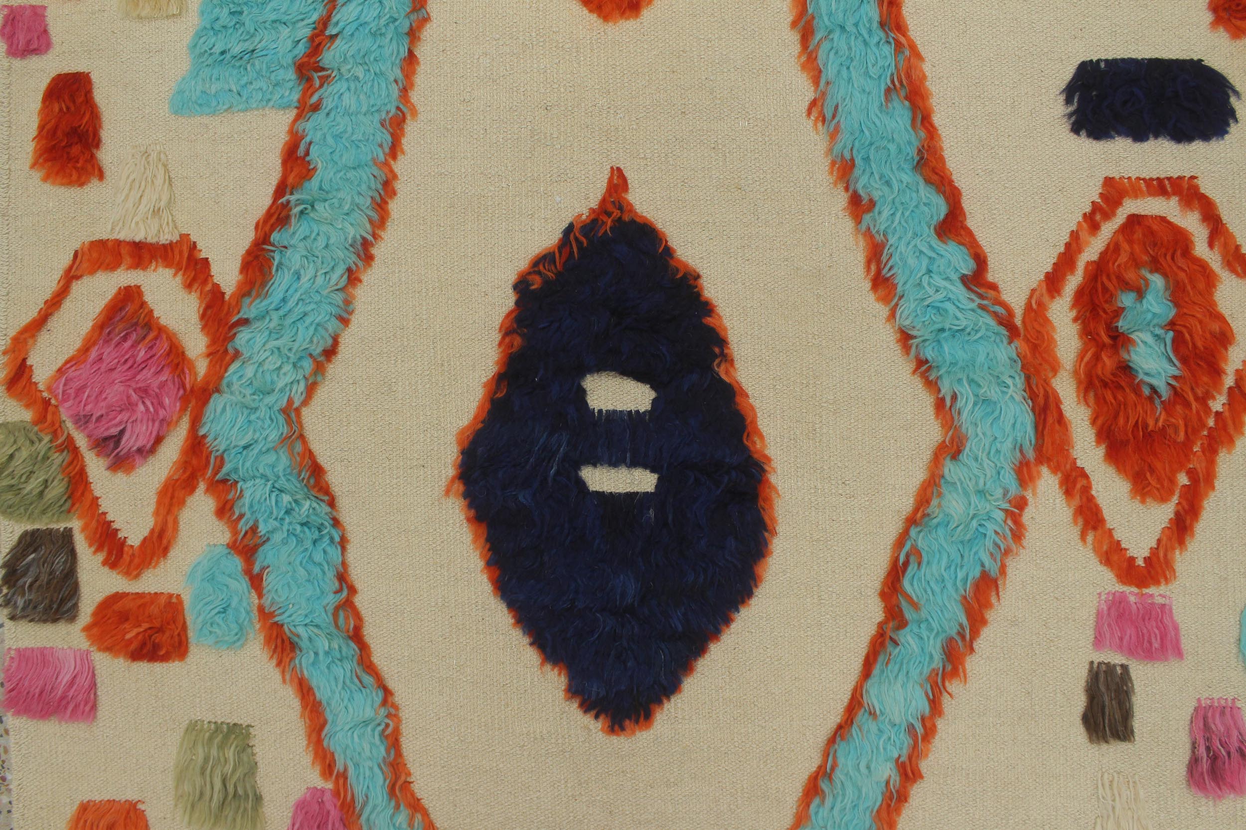 handmade Geometric Moroccan Hi Beige Rust Hand Knotted RECTANGLE 100% WOOL area rug 4' x 6'
