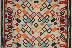handmade Geometric Moroccan Hi Beige Red Hand Knotted RECTANGLE 100% WOOL area rug 5' x 8'