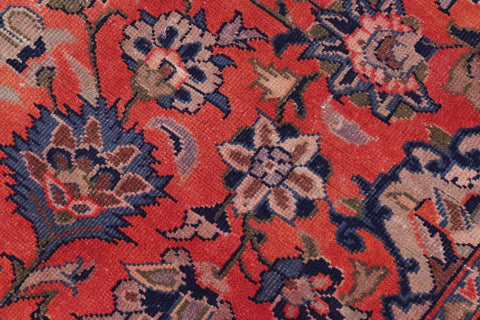 handmade Vintage Kashan Rust Blue Hand-Woven RECTANGLE 100% WOOL area rug 10' x 14'