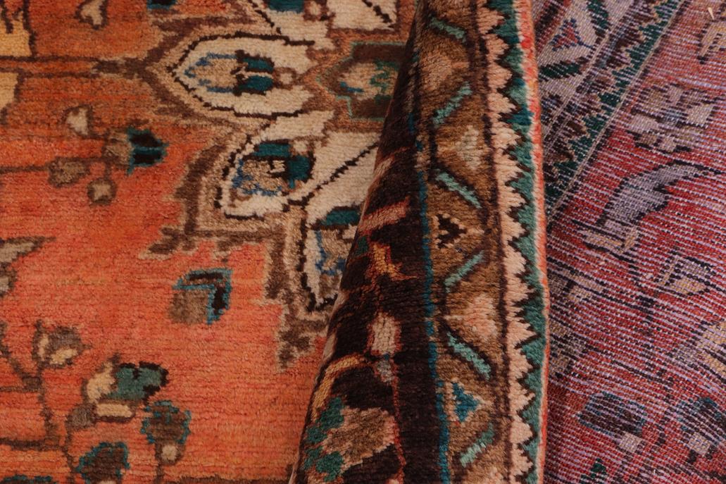 handmade Traditional Tabriz Orange Brown Hand Knotted RUNNER 100% Wool Pile area rug 4x10