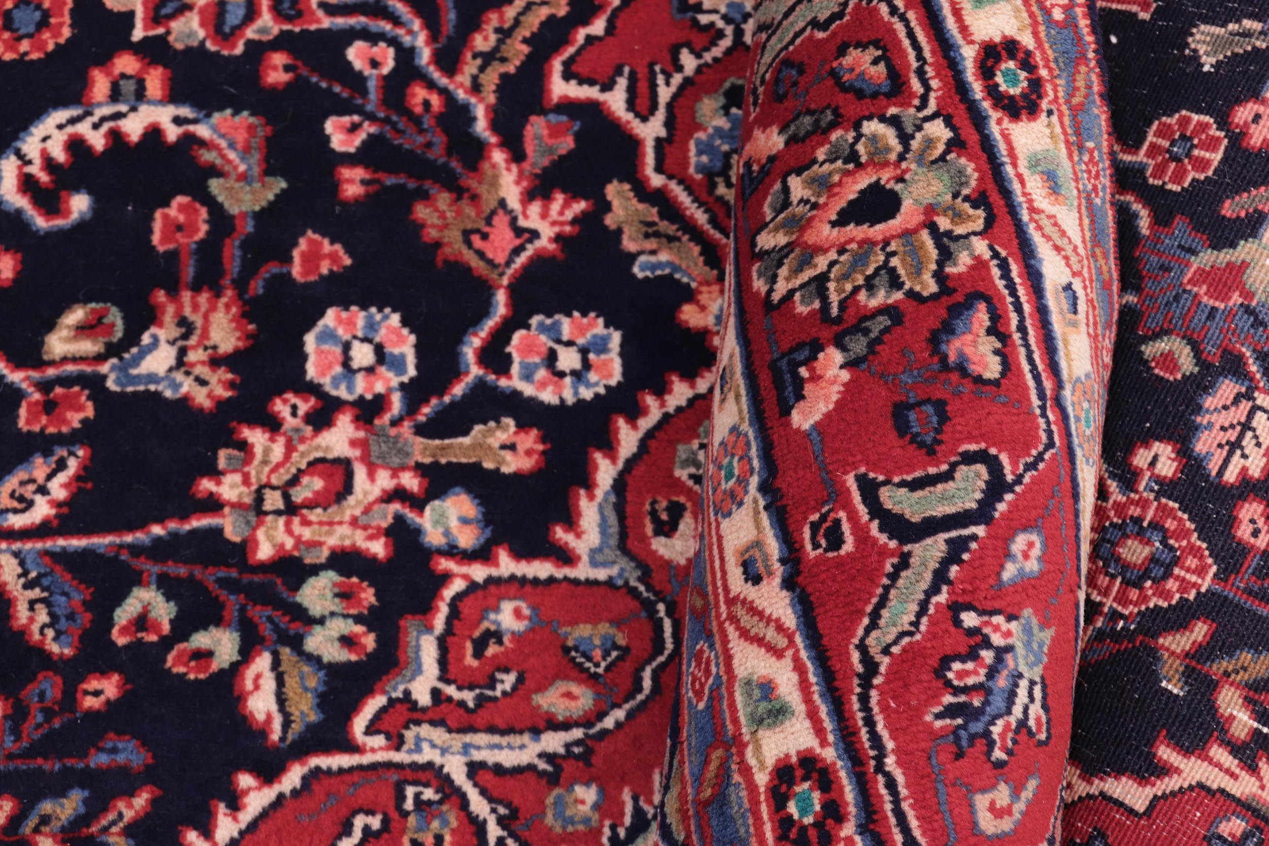 handmade Traditional Kashan Blue Red Hand Knotted RECTANGLE 100% WOOL area rug 4 x 6