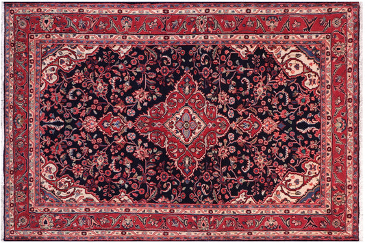 handmade Traditional Kashan Blue Red Hand Knotted RECTANGLE 100% WOOL area rug 4 x 6