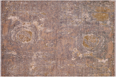 handmade Modern Modern Gray Brown Hand Knotted RECTANGLE WOOL&SILK area rug 8' x 10'